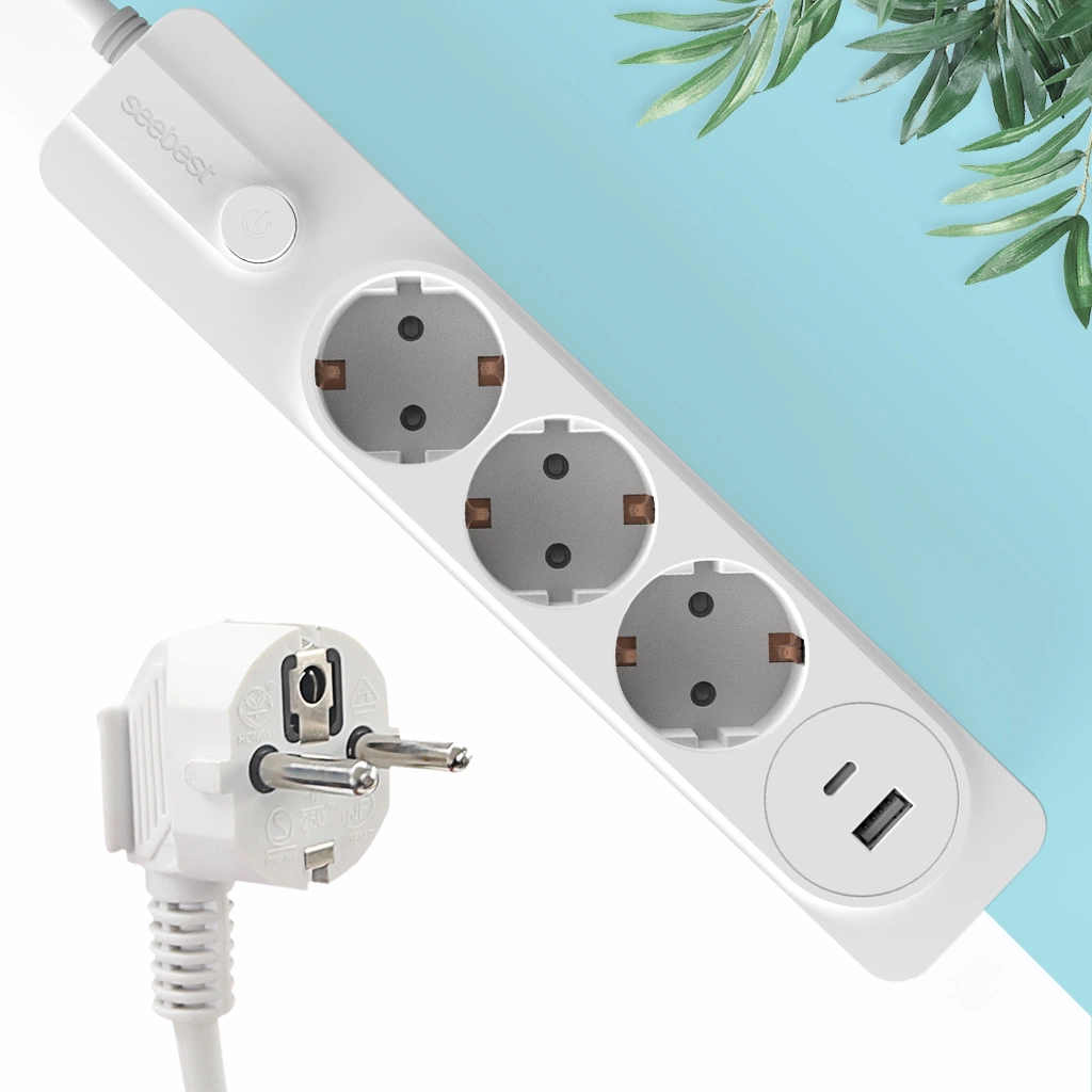 3 Way Germany EU Standard Power Strip Socket Extension Socket with Switch